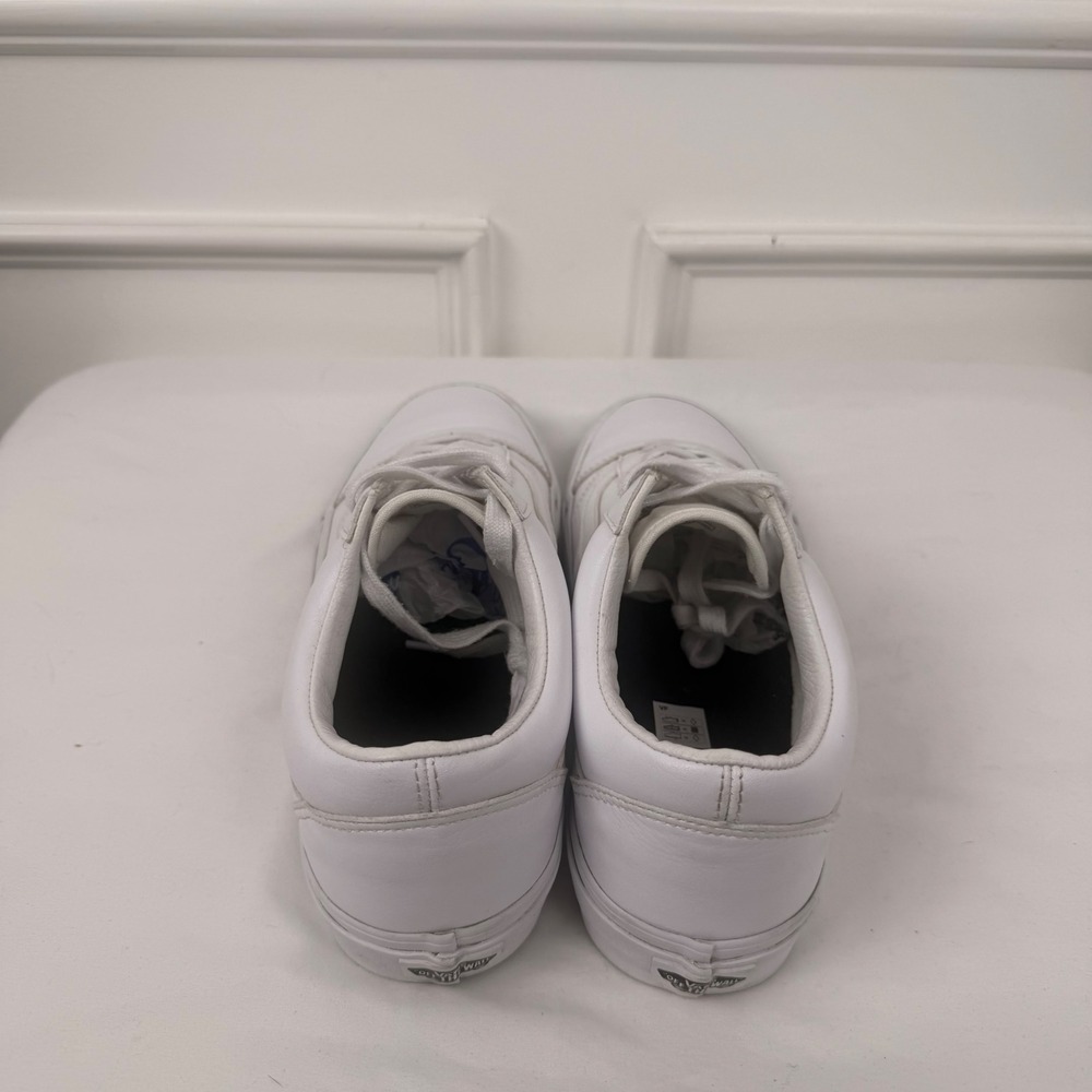 Vans Old Skool Triple White Leather Low Top Skate Shoes Mens 10 Womens 11.5 - Picture 3 of 7
